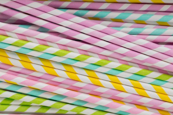 Colorful drinking straws for smoothie.