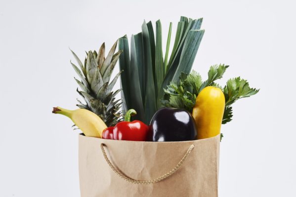 Paper bag of fresh vegetable