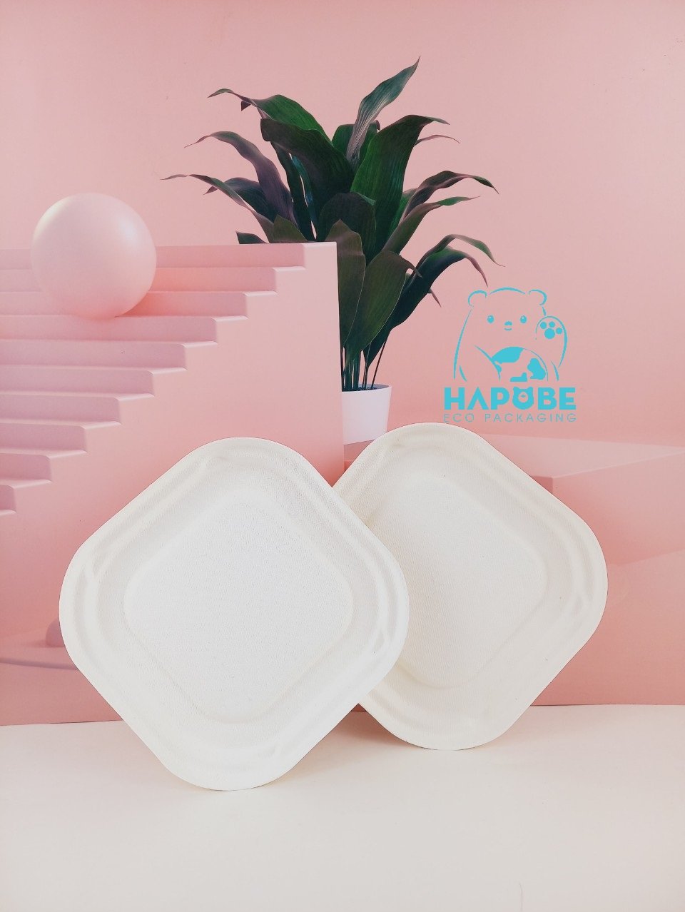 Đĩa Bã Mía Vuông Trắng 15cm