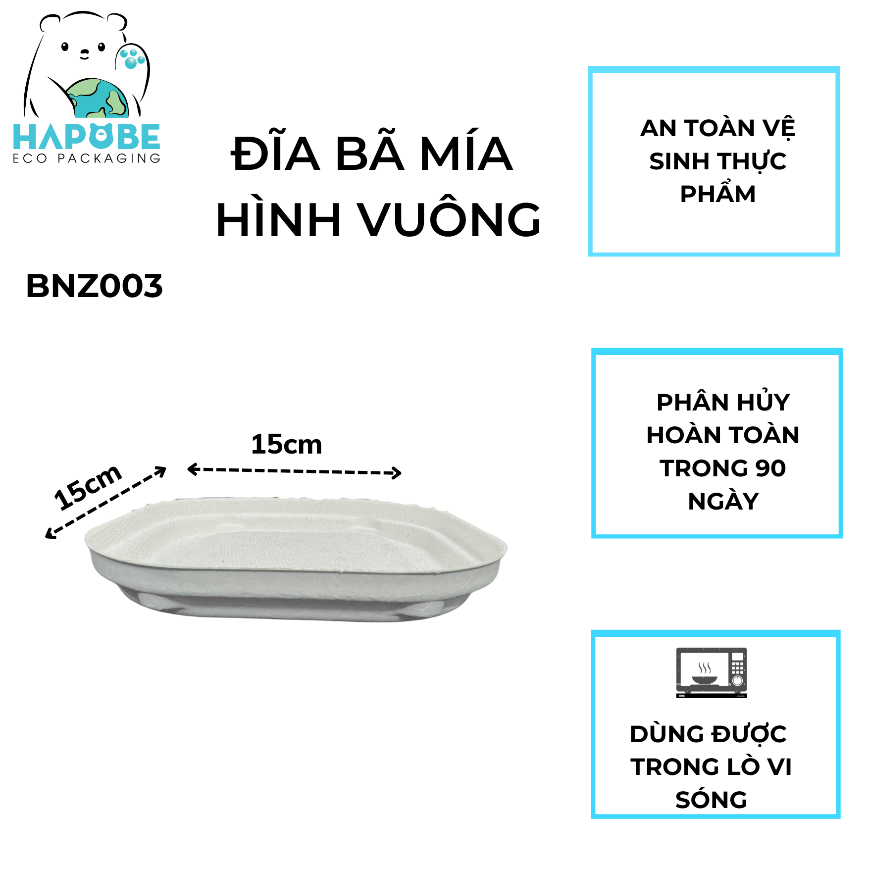 Đĩa Bã Mía Vuông Trắng 15cm - Ảnh 6