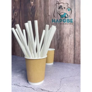 Ống Hút Giấy Màu Trắng 20cm Không Bọc Giấy