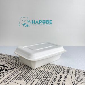 Hộp Bã Mía Vỏ Sò Chữ Nhật Trắng 450ml