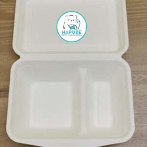 Alternative view of Hộp Bã Mía Vỏ Sò Chữ Nhật Trắng 2 Ngăn 900ml