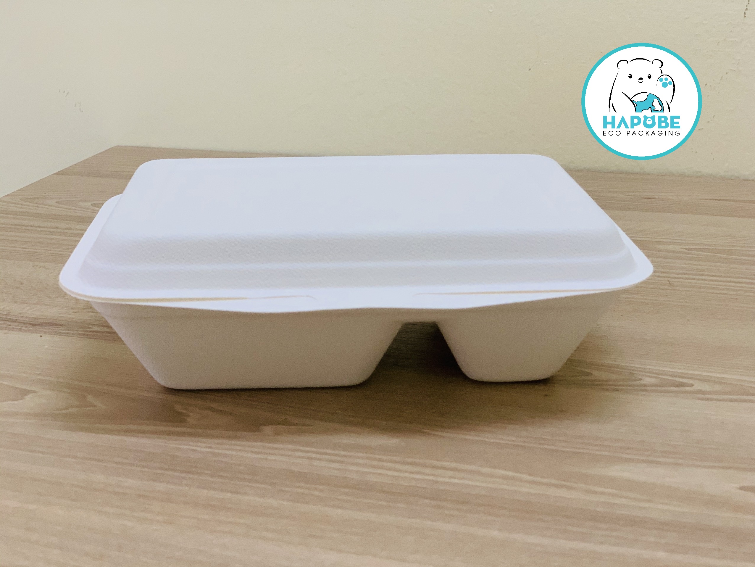 Hộp Bã Mía Vỏ Sò Chữ Nhật Trắng 2 Ngăn 900ml - Ảnh 5