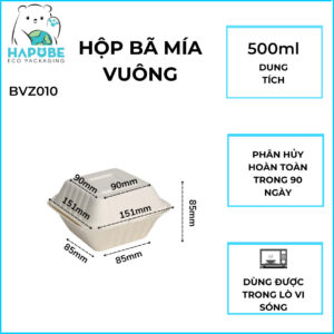 Alternative view of Hộp Bã Mía Vỏ Sò Vuông Trắng 5"
