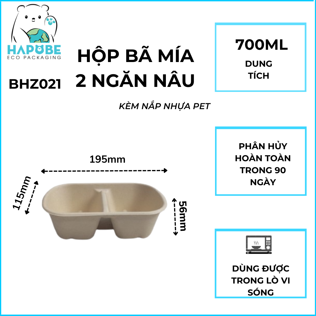 Hộp Bã Mía Oval 2 Ngăn 700ml - Ảnh 9