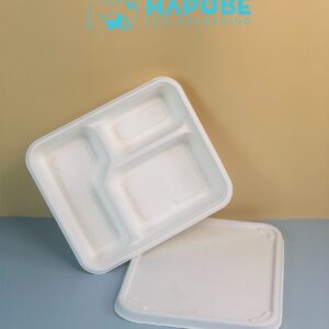 Hộp Bã Mía 3 Ngăn Trắng 1000ml