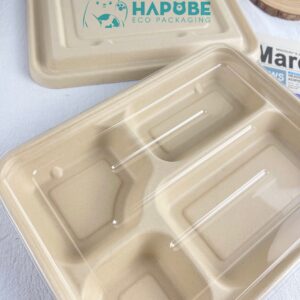 Hộp Bã Mía 4 Ngăn Nâu 1400ml