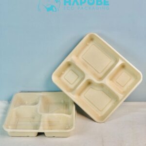 Hộp Bã Mía 4 Ngăn Nâu 1200ml