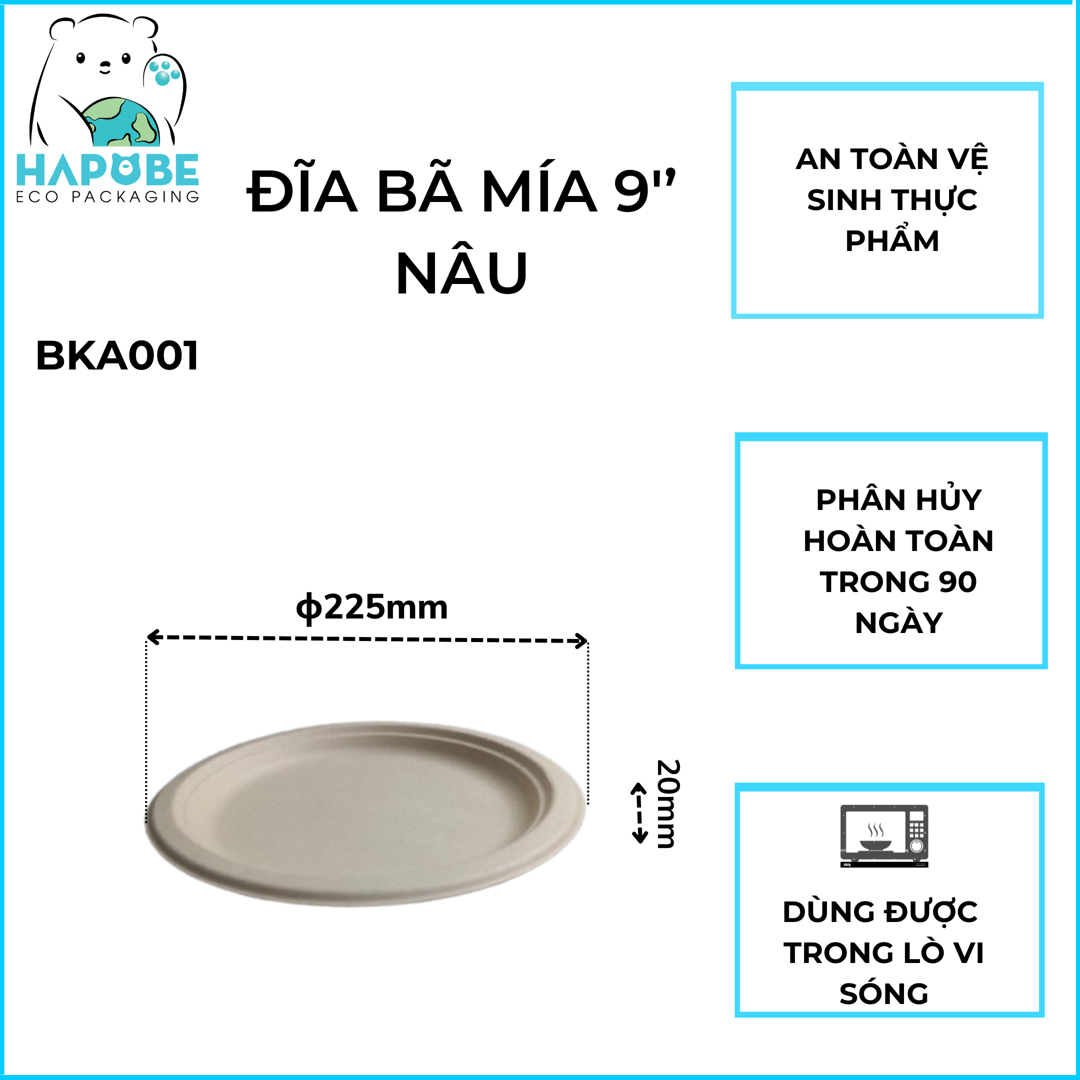 Đĩa Bã Mía Tròn 9" 22cm - Ảnh 2