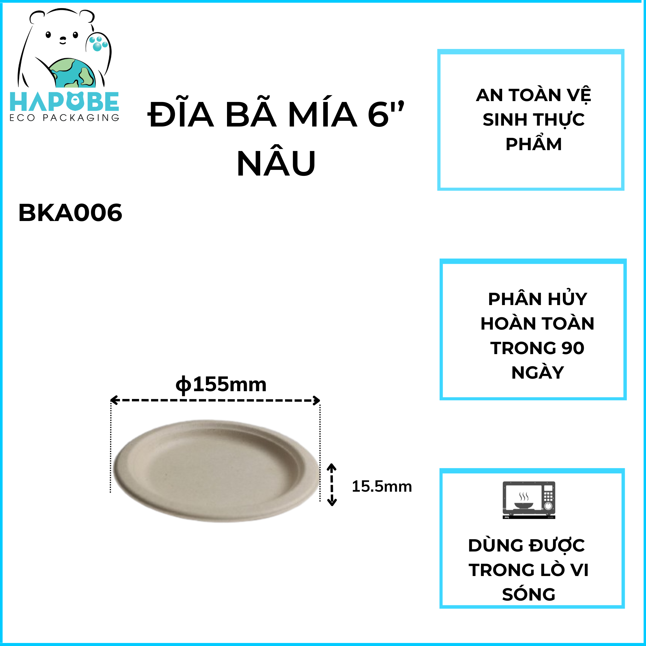 Đĩa Bã Mía Tròn 6" 15cm - Ảnh 7