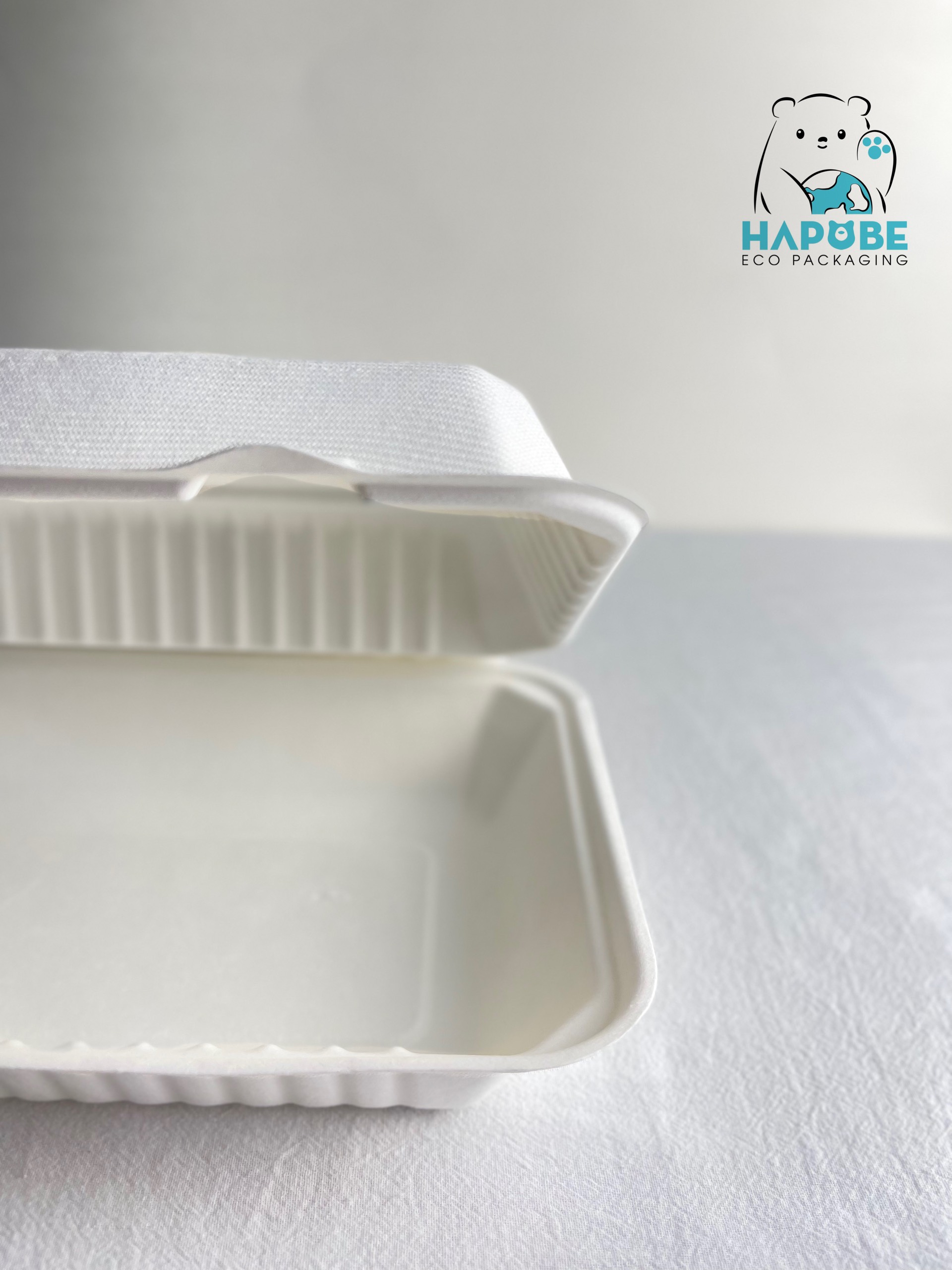 Hộp Bã Mía Vỏ Sò Chữ Nhật Trắng Sọc 1000ml - Ảnh 4