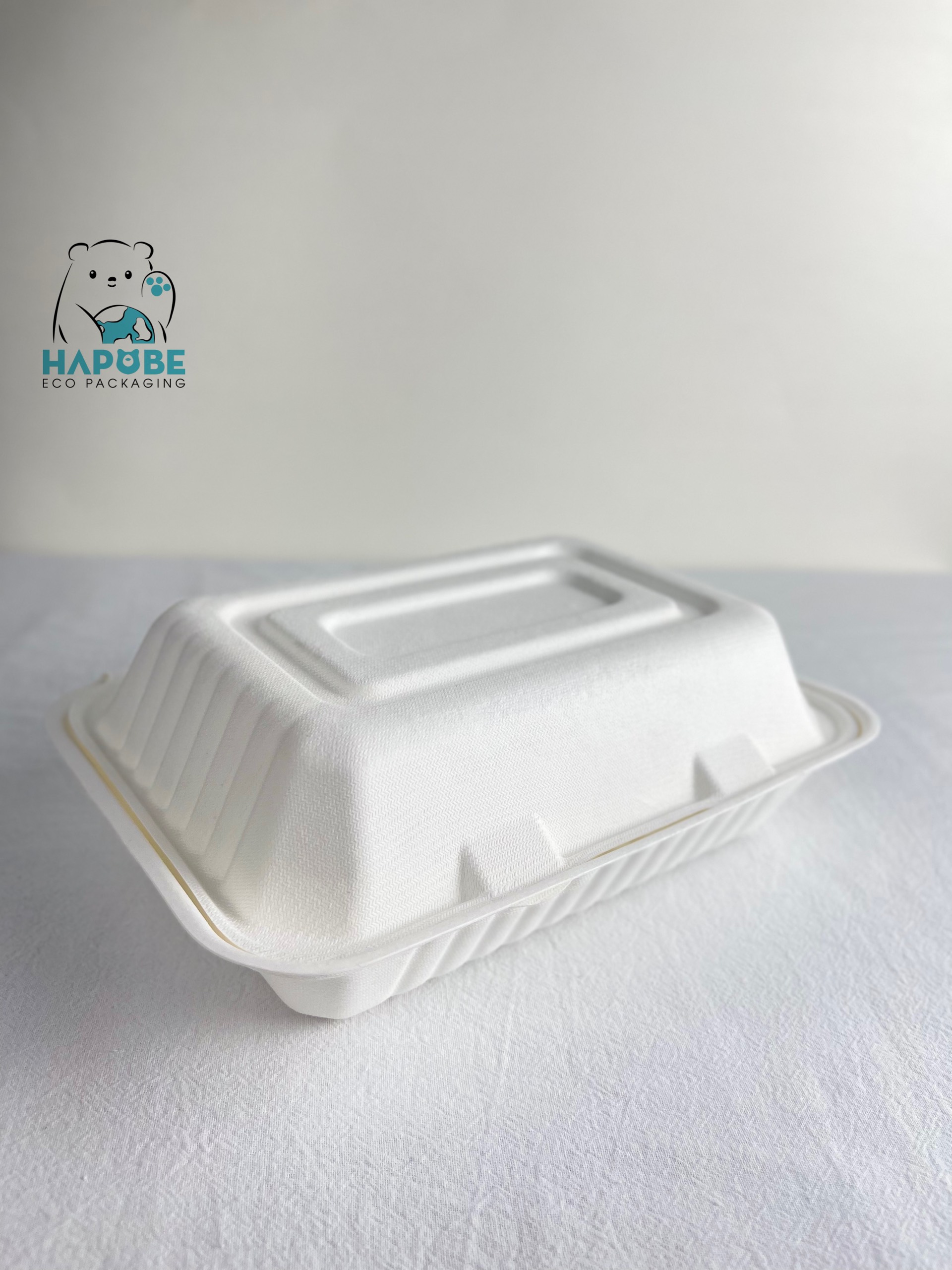 Hộp Bã Mía Vỏ Sò Chữ Nhật Trắng Sọc 1000ml - Ảnh 3