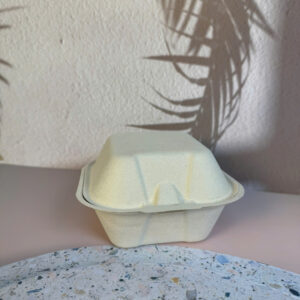 Hộp Bã Mía Vỏ Sò Vuông Nâu 300ml