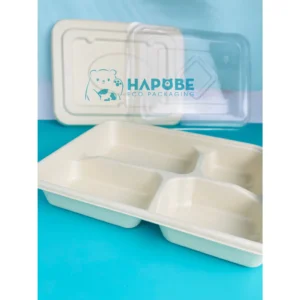 Hộp Bã Mía 4 Ngăn Nâu 900ml